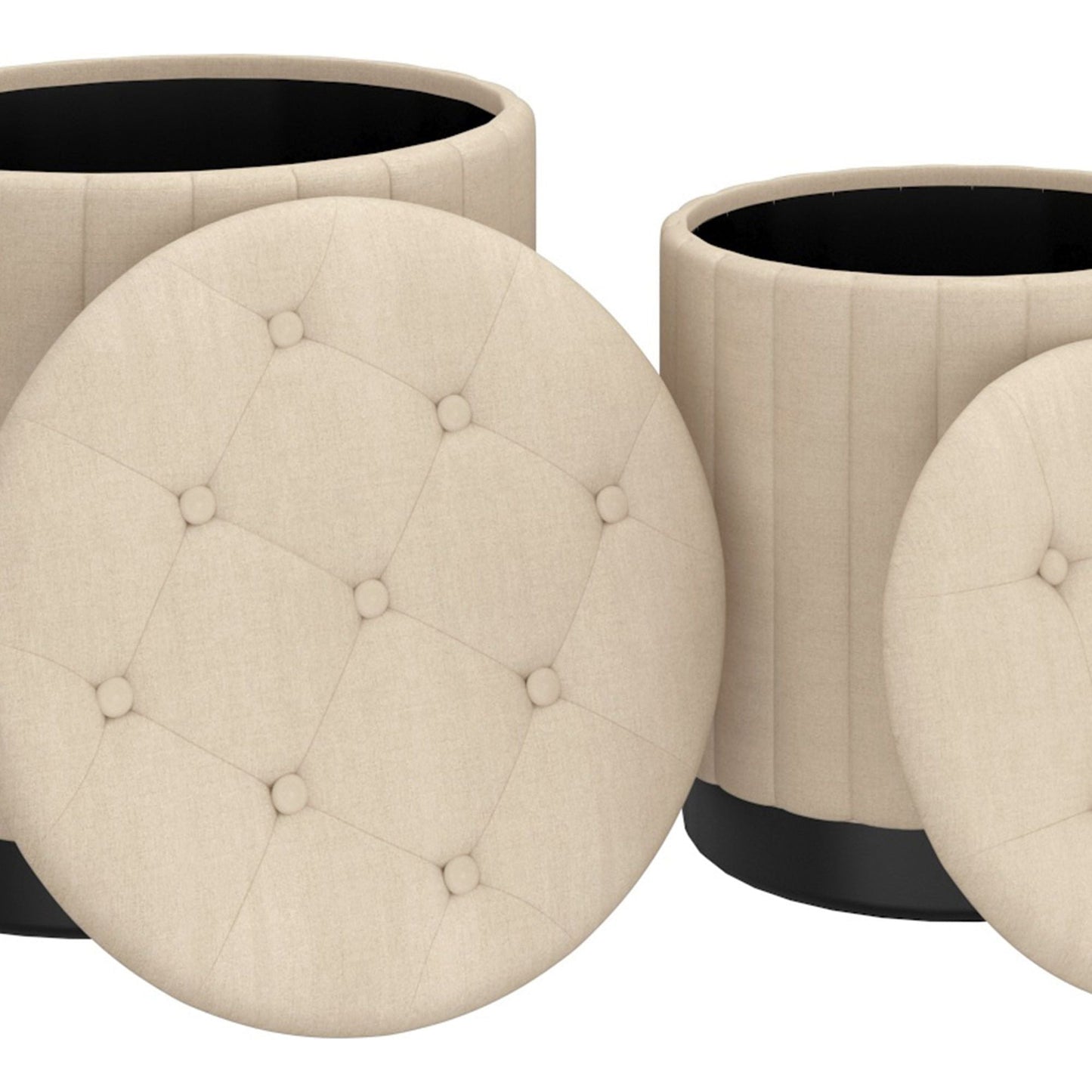 Lexi 3pc Round Storage Ottoman Set