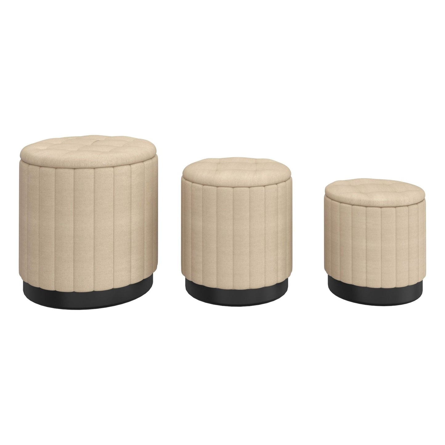 Lexi 3pc Round Storage Ottoman Set