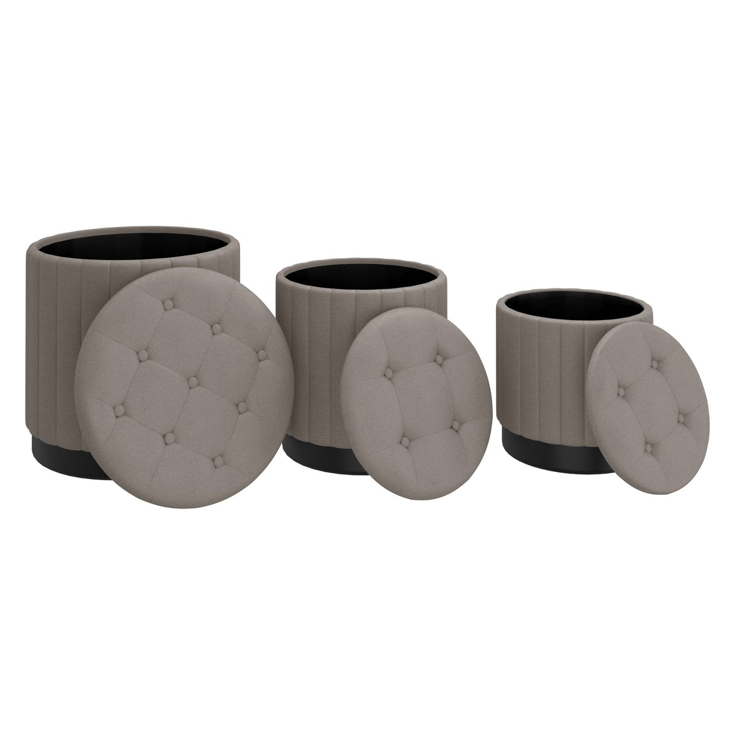 Lexi 3pc Round Storage Ottoman Set