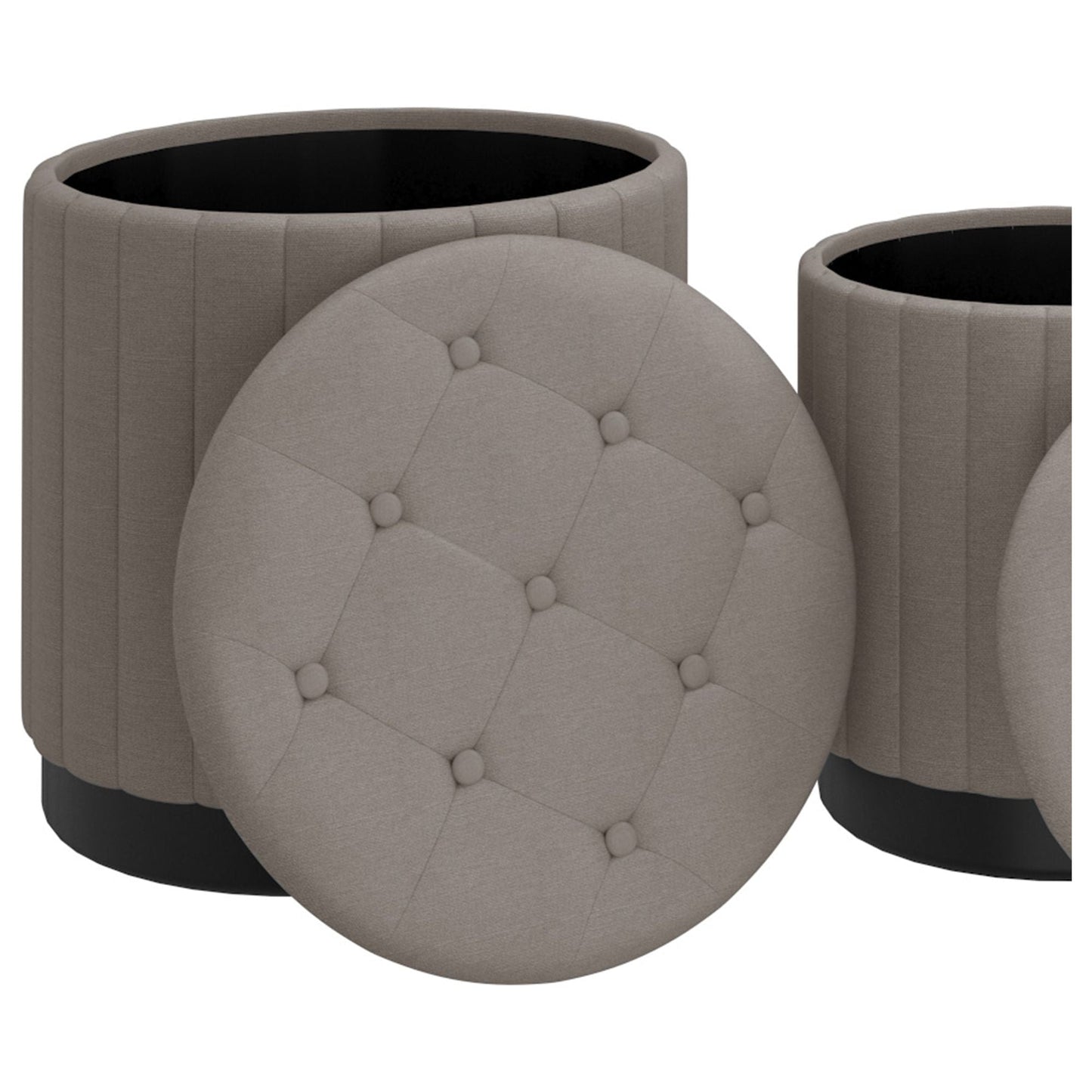 Lexi 3pc Round Storage Ottoman Set