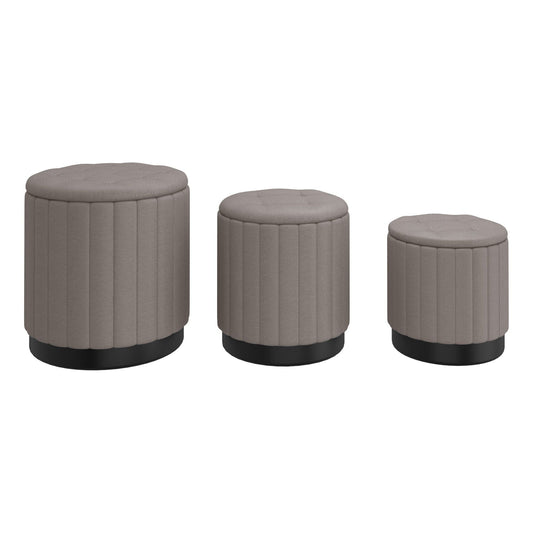 Lexi 3pc Round Storage Ottoman Set