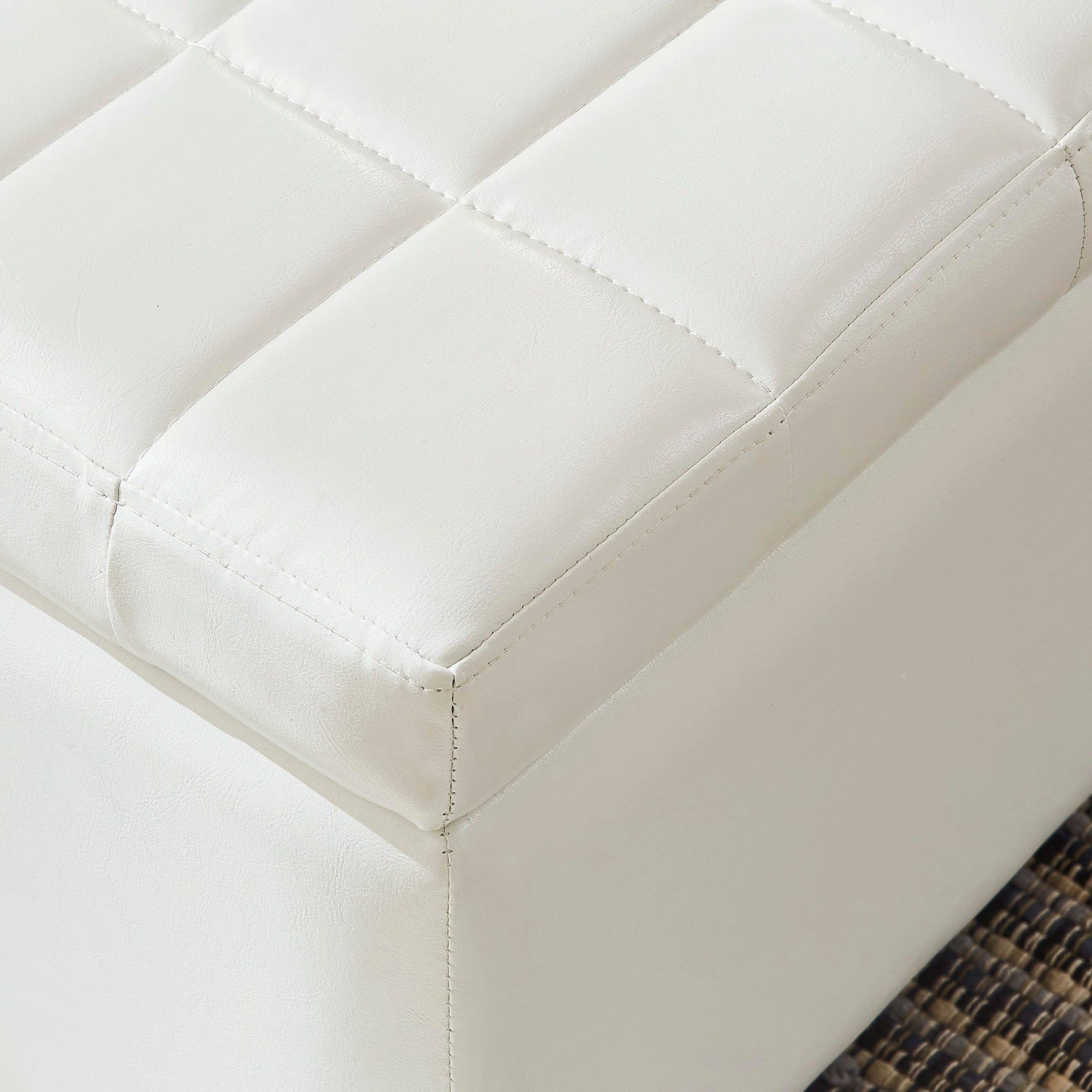 Winston Rectangular Storage Ottoman Bench in White