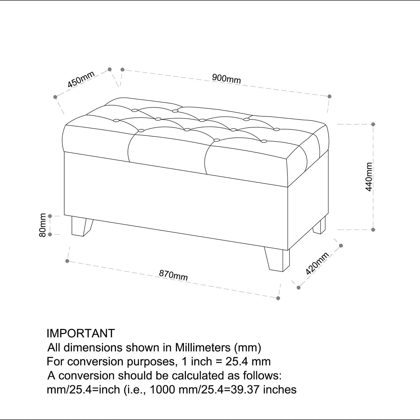 Harper Rectangular Storage Ottoman Bench