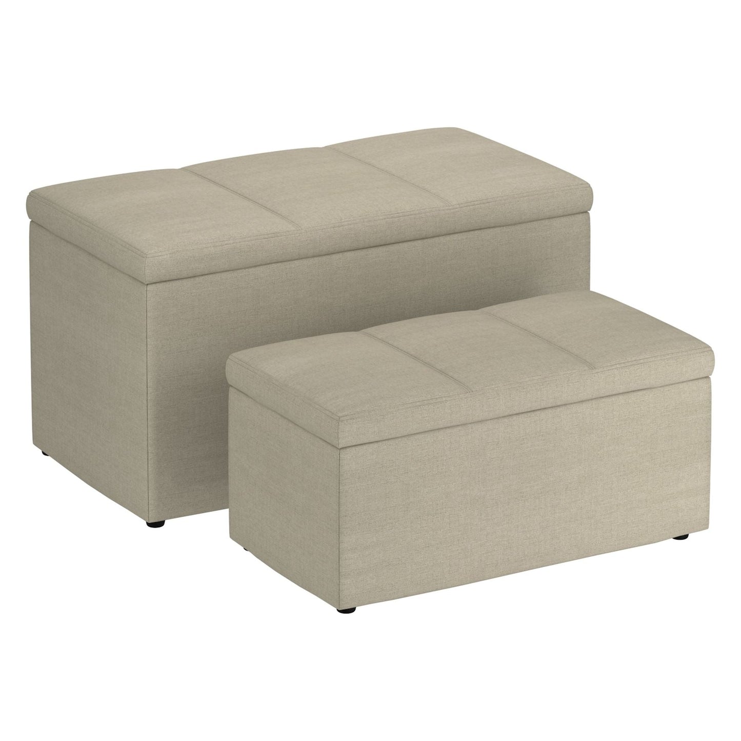 Levi 2pc Rectangular Storage Ottoman Bench Set