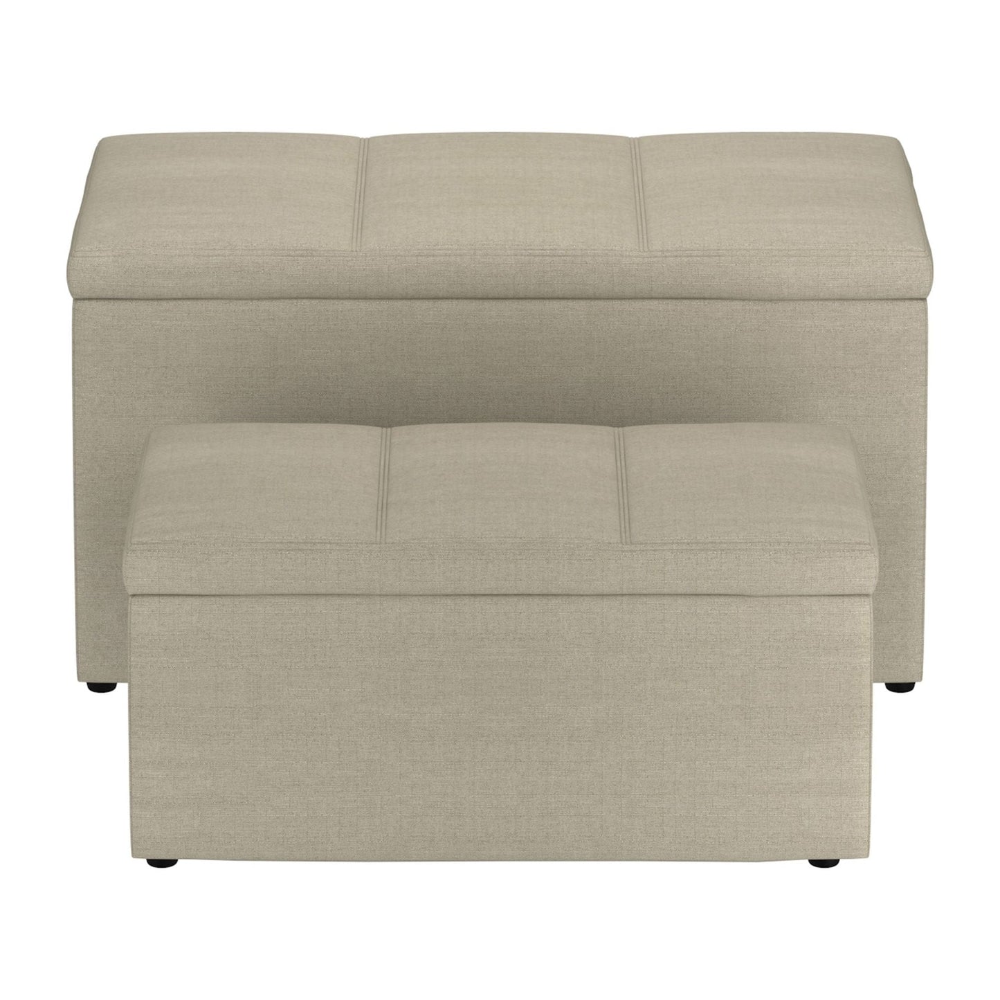 Levi 2pc Rectangular Storage Ottoman Bench Set