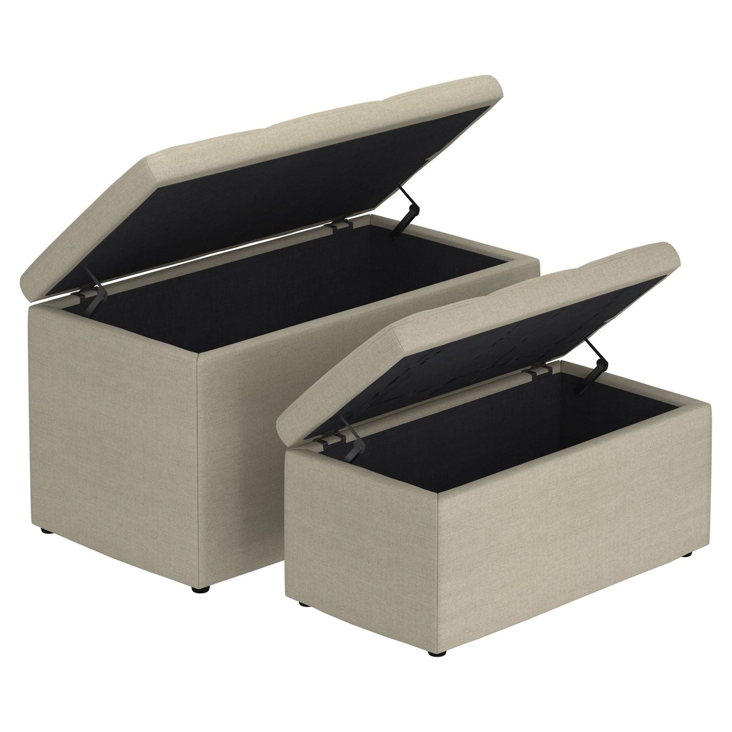 Levi 2pc Rectangular Storage Ottoman Bench Set