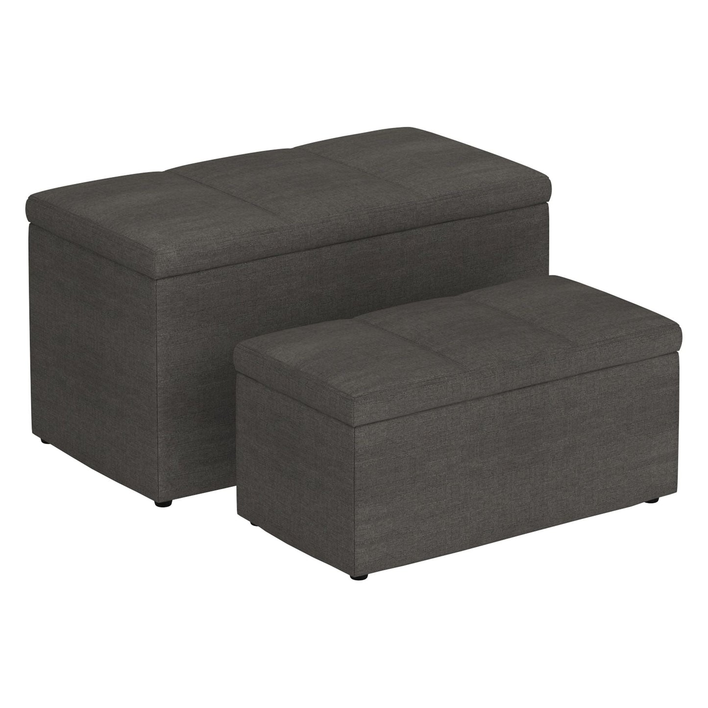 Levi 2pc Rectangular Storage Ottoman Bench Set