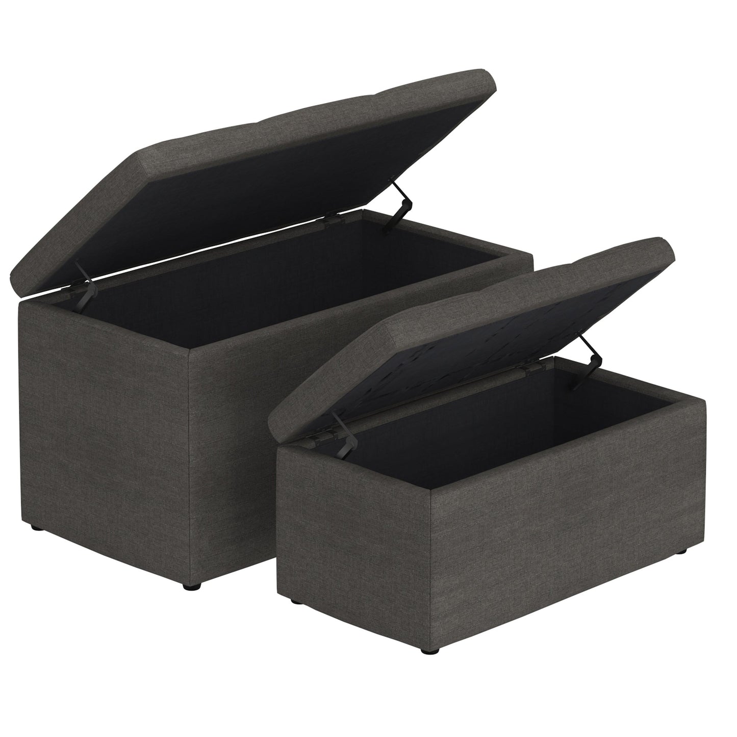 Levi 2pc Rectangular Storage Ottoman Bench Set