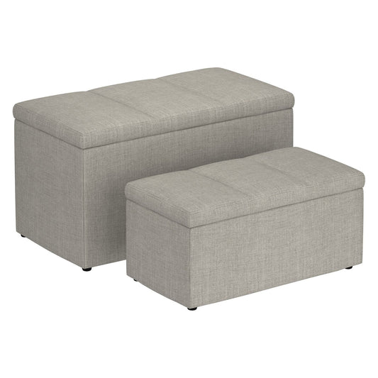 Levi 2pc Rectangular Storage Ottoman Bench Set