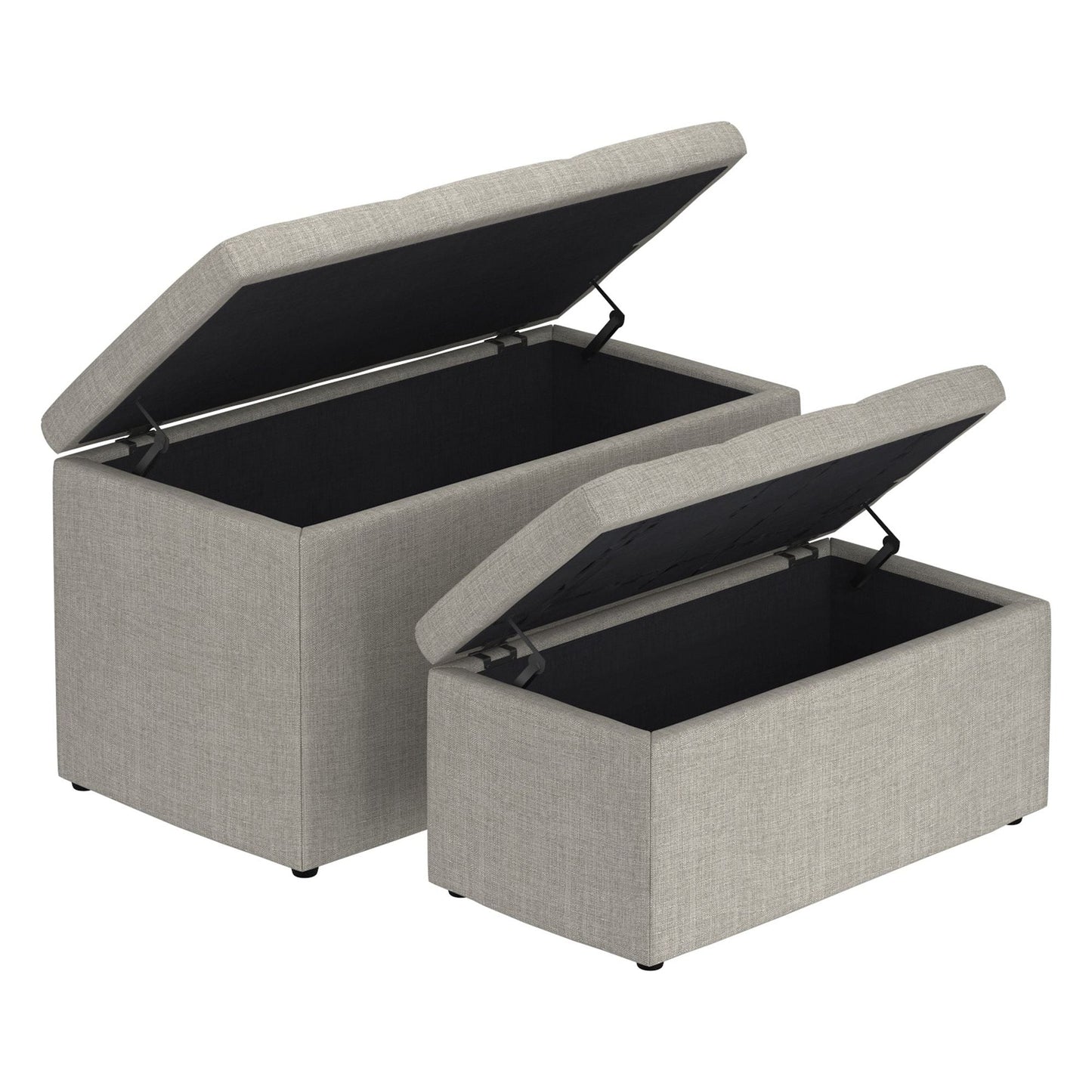 Levi 2pc Rectangular Storage Ottoman Bench Set