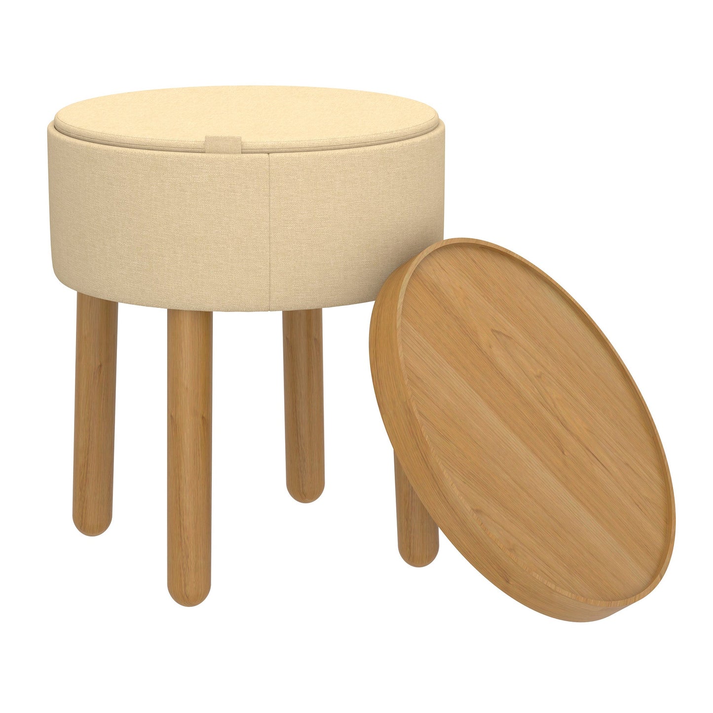 Polly Round Storage Ottoman with Tray