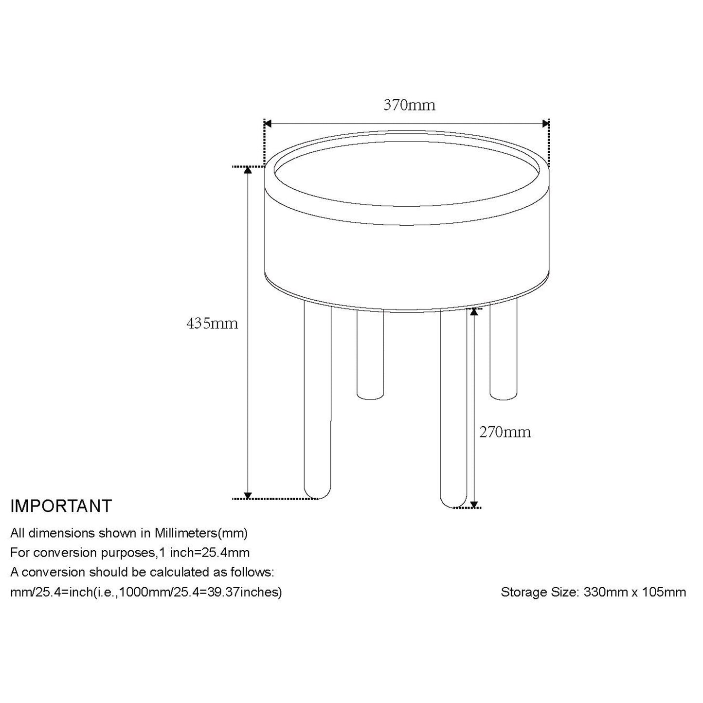 Polly Round Storage Ottoman with Tray