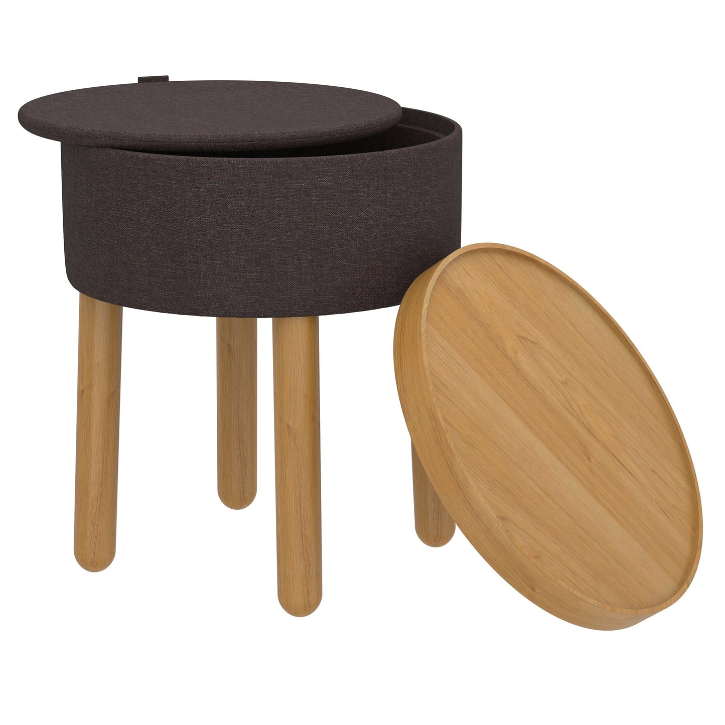 Polly Round Storage Ottoman with Tray