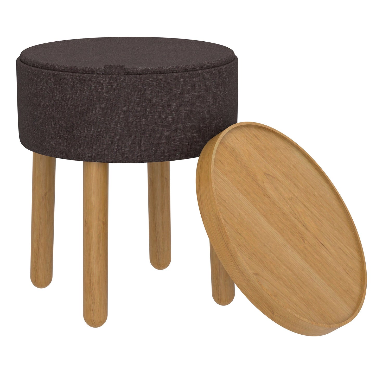 Polly Round Storage Ottoman with Tray