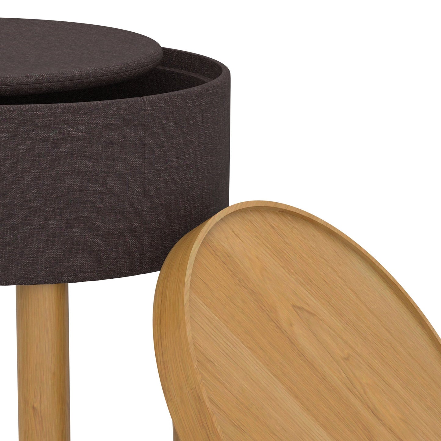 Polly Round Storage Ottoman with Tray