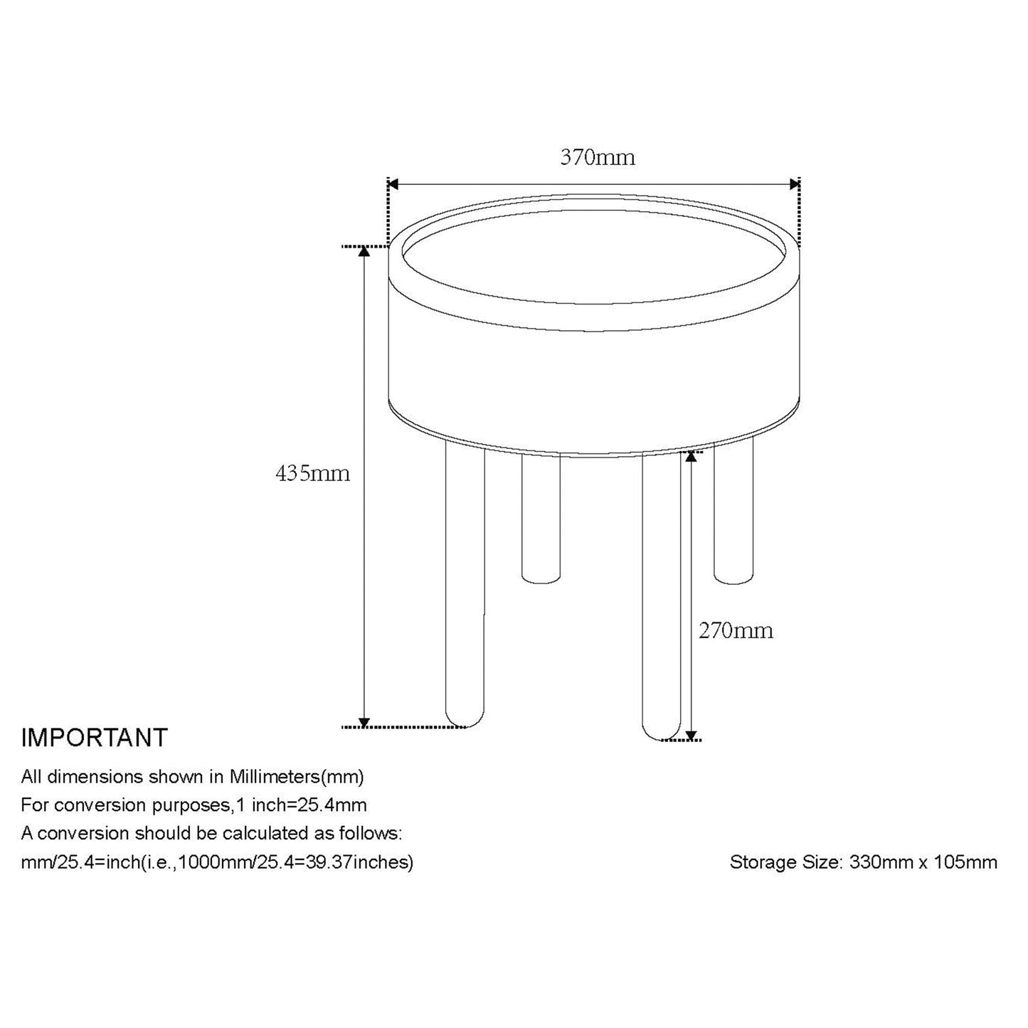 Polly Round Storage Ottoman with Tray