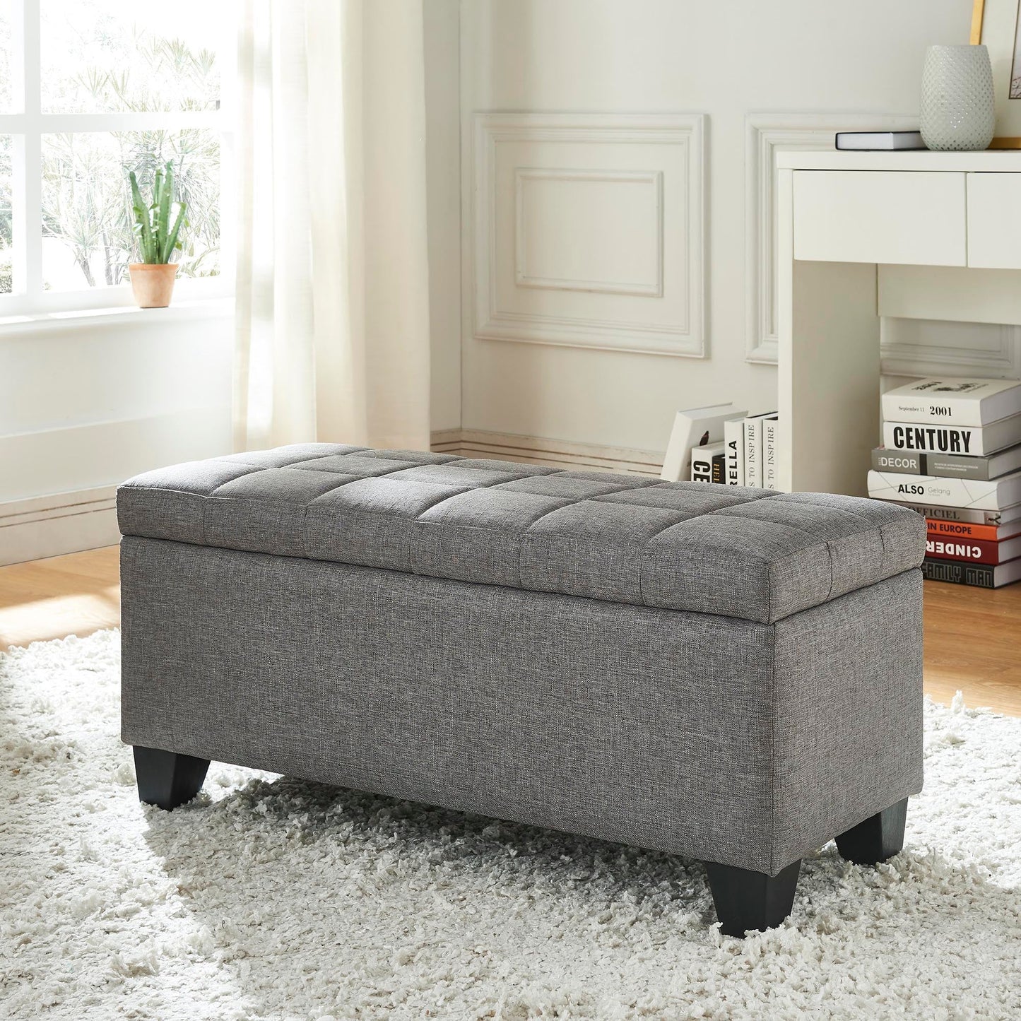 Lila Rectangular Storage Ottoman Bench