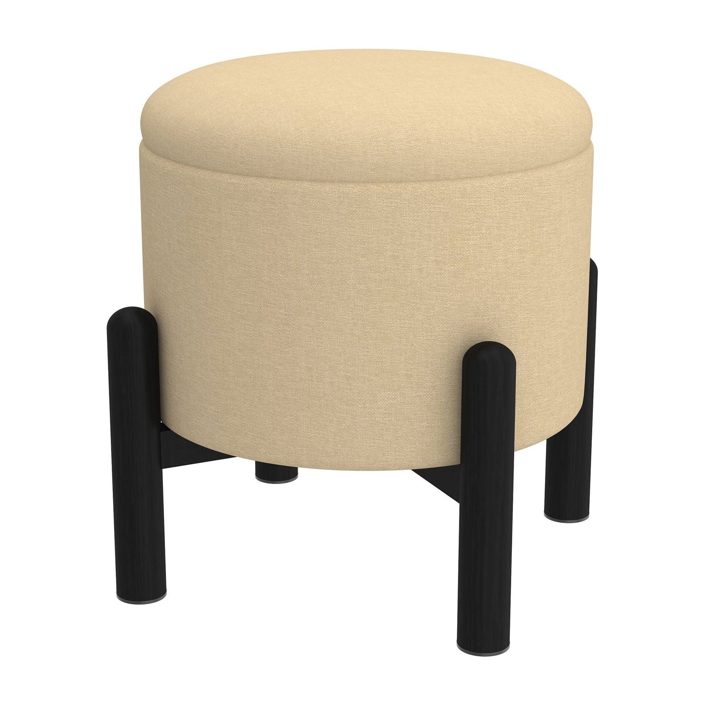 Heidi Round Storage Ottoman in Beige and Black