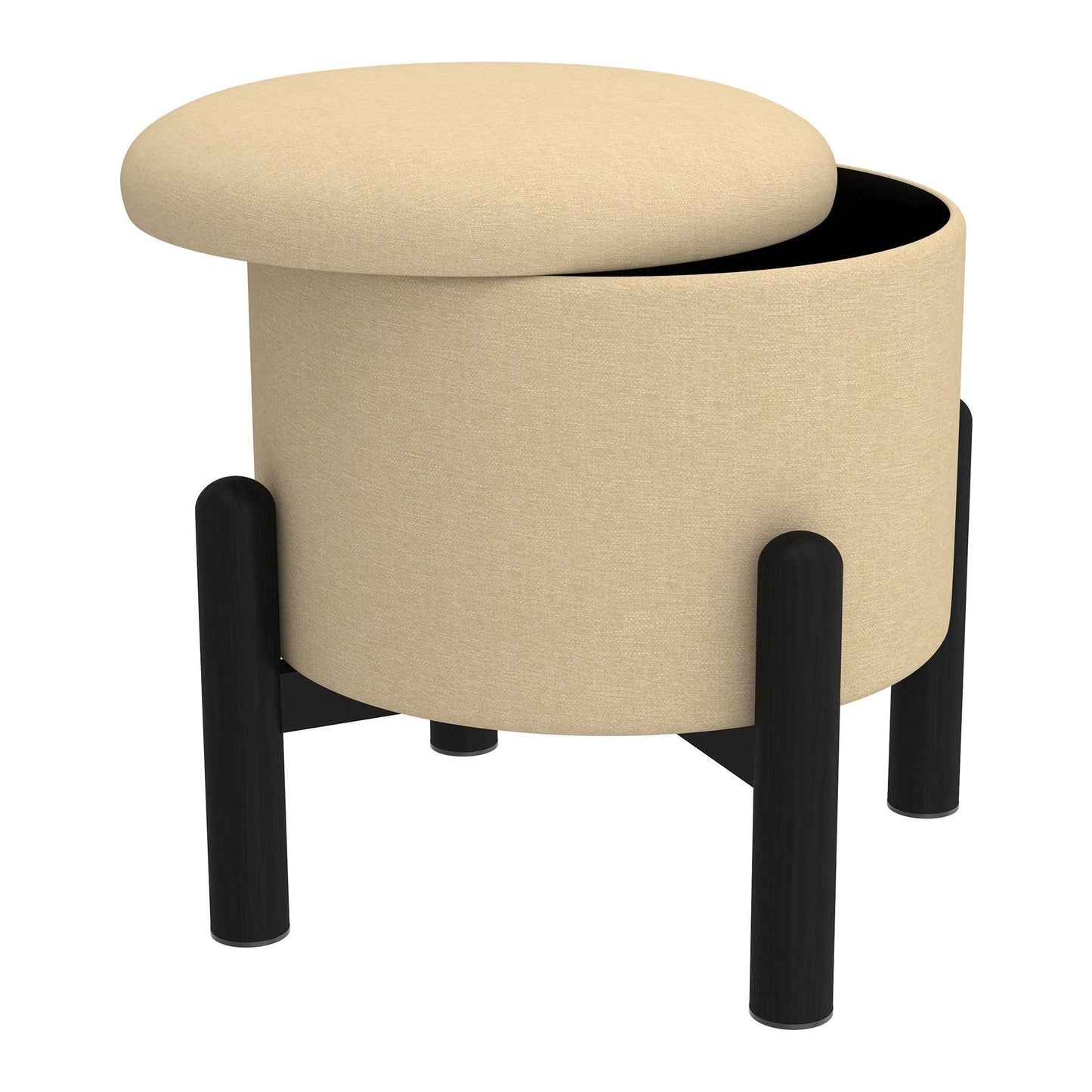 Heidi Round Storage Ottoman in Beige and Black