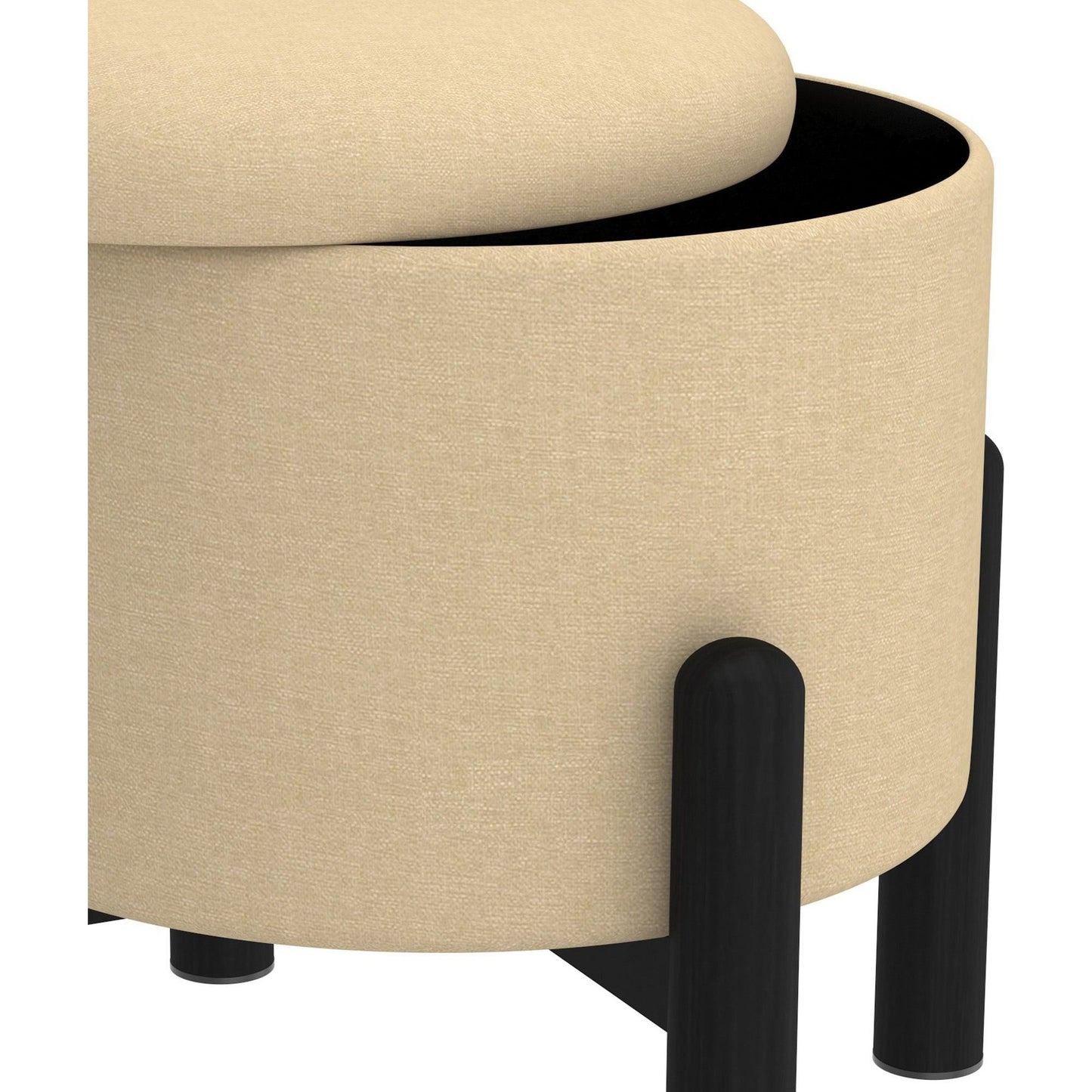 Heidi Round Storage Ottoman in Beige and Black