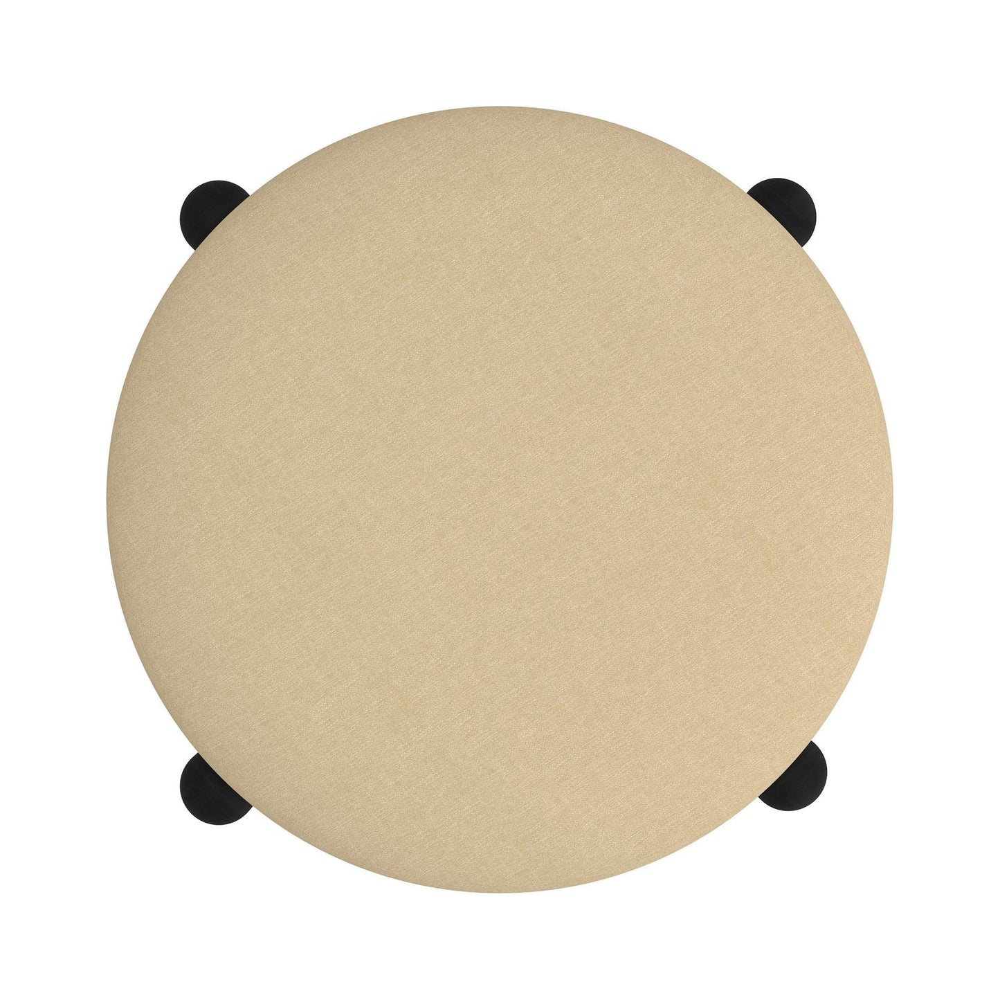 Heidi Round Storage Ottoman in Beige and Black