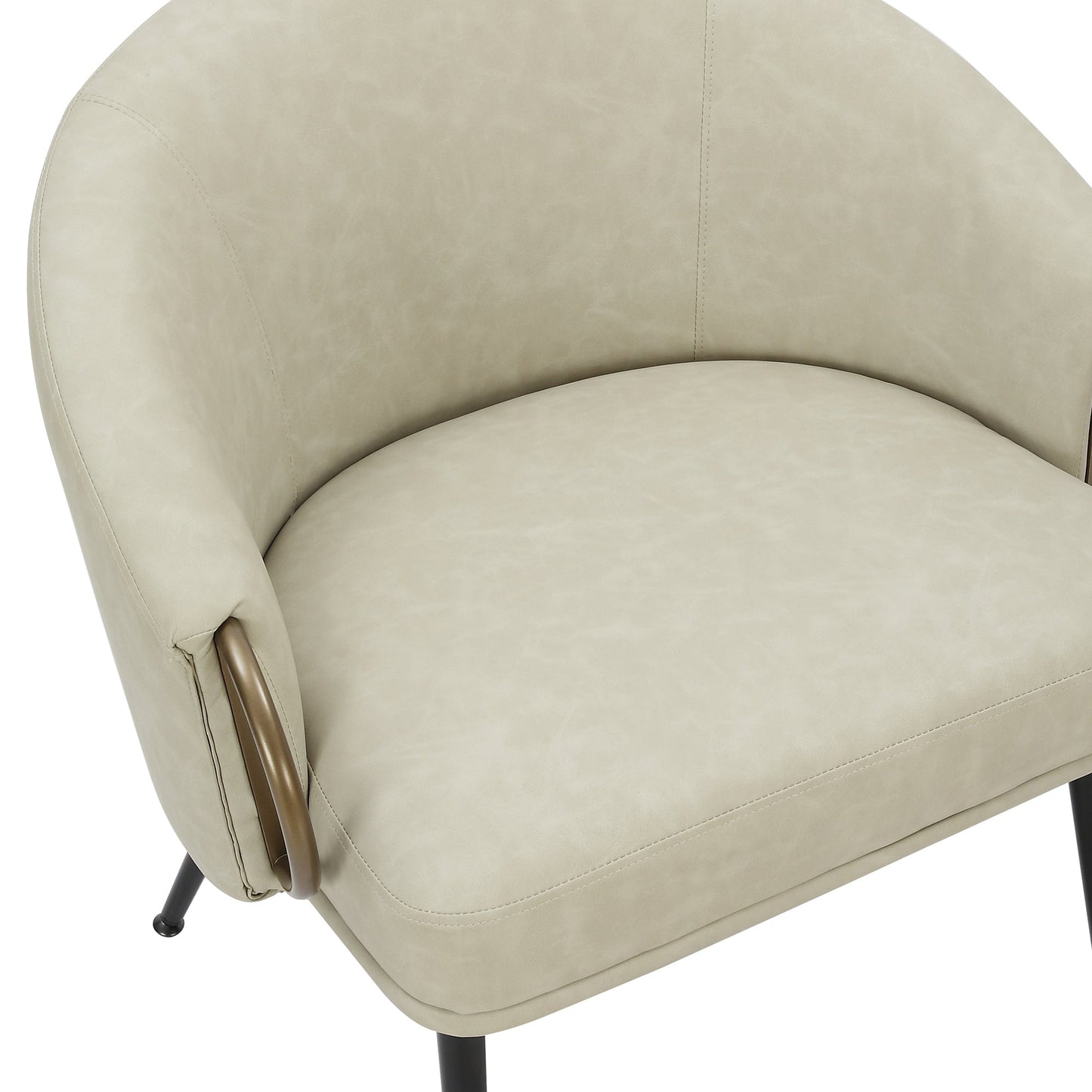 Zita Accent Chair in Vintage Ivory Faux Leather and Black and Aged Gold