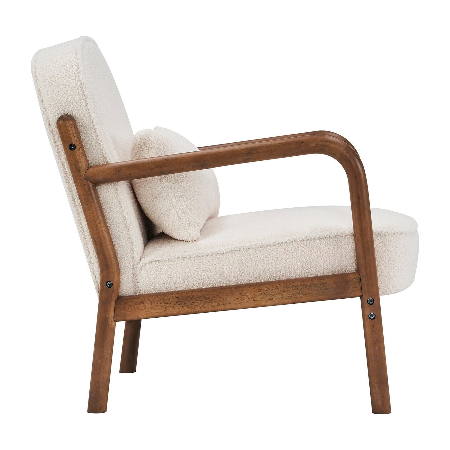 Fani Accent Chair, Fabric in White Boucle and Walnut