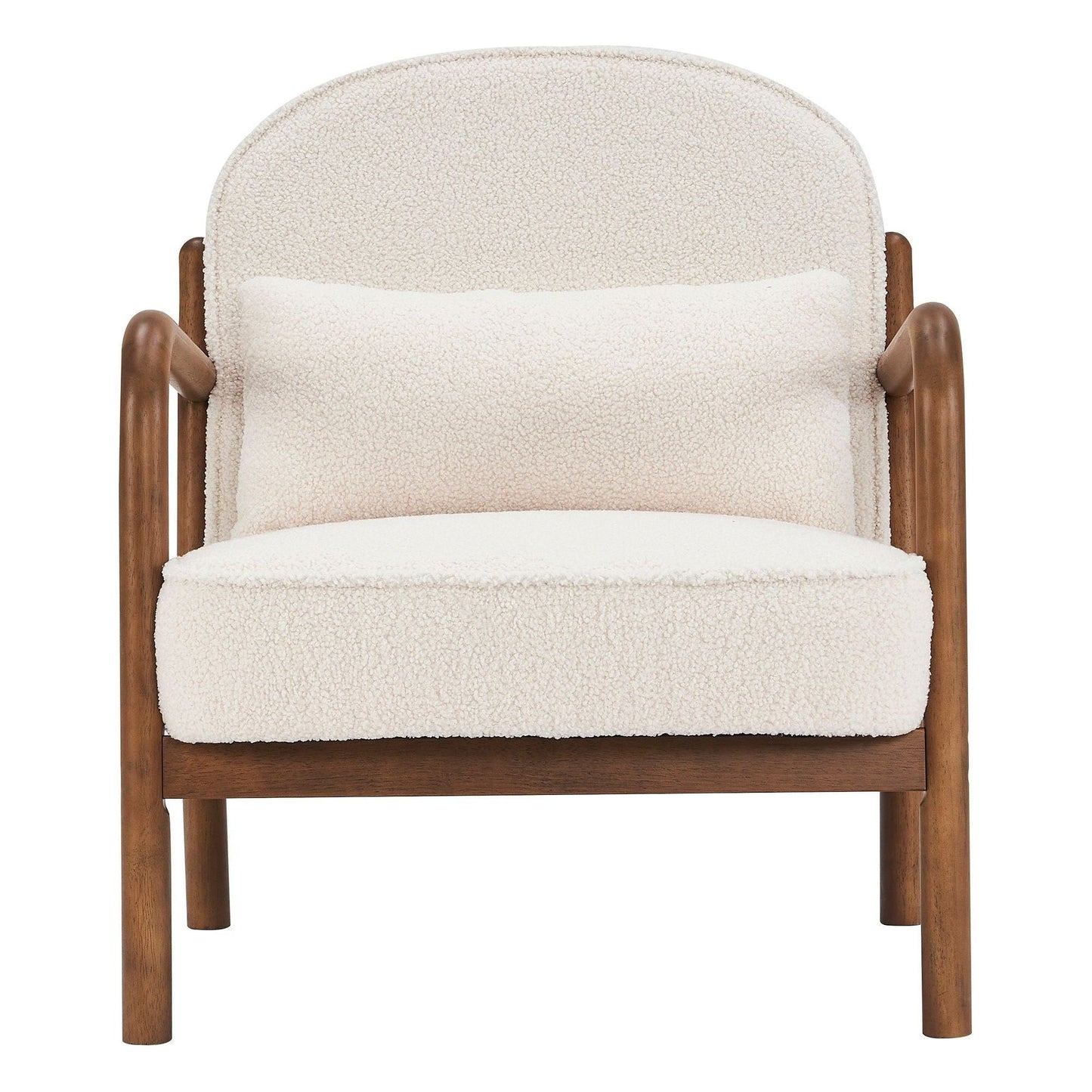 Fani Accent Chair, Fabric in White Boucle and Walnut