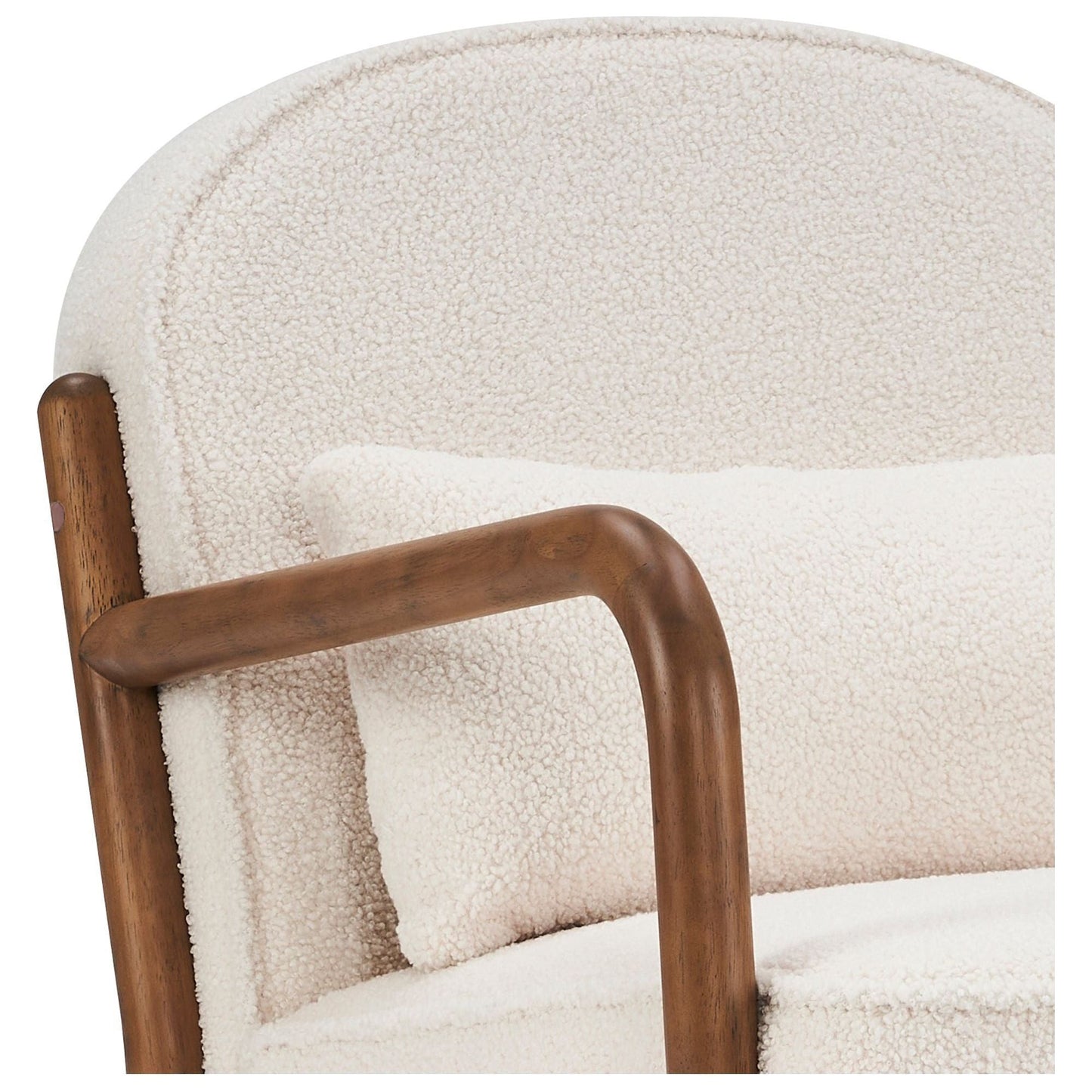 Fani Accent Chair, Fabric in White Boucle and Walnut