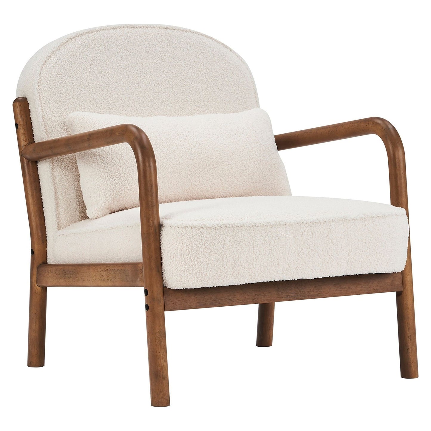 Fani Accent Chair, Fabric in White Boucle and Walnut