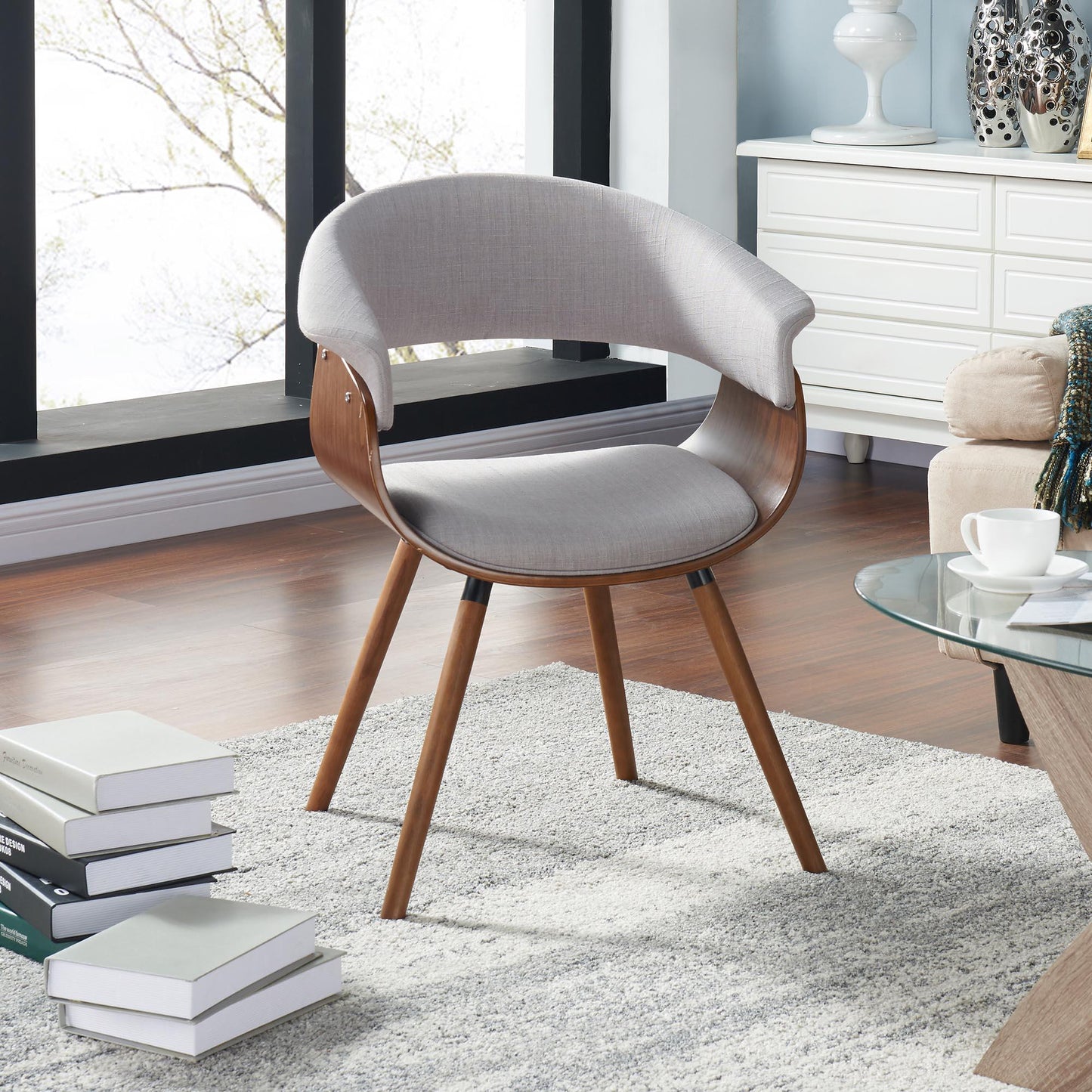 Holt Accent/Dining Chair in Grey and Walnut