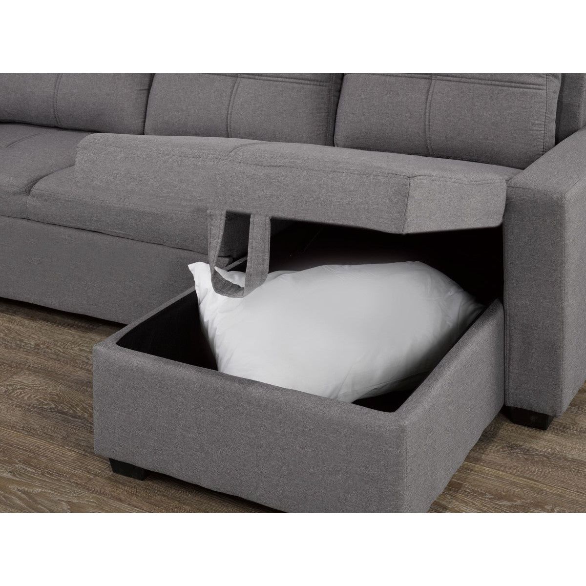 Chan LHF/RHF Reversible Sleeper Sectional w/Storage - Grey