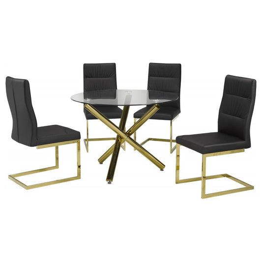 Zara 5-Piece Dining Set, Black/Gold