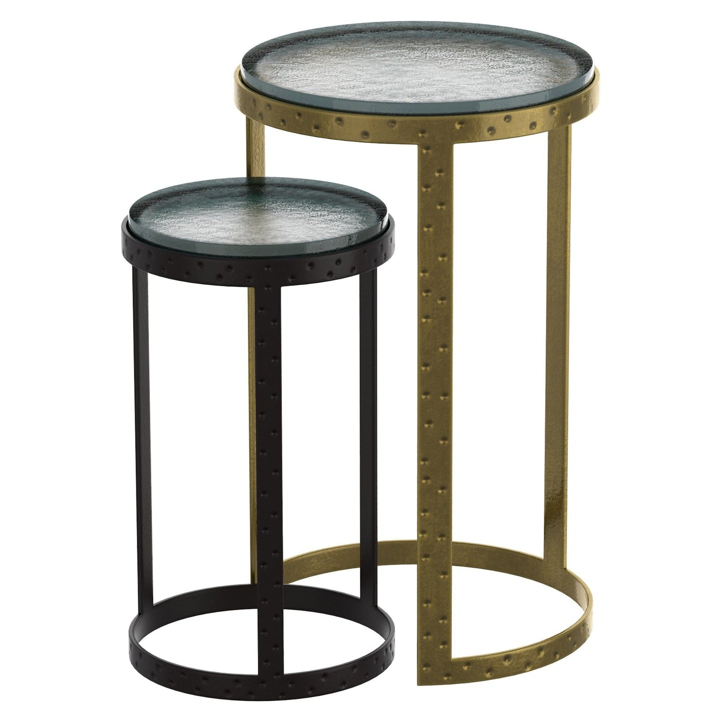 Ares 2pc Accent Table Set in Black and Antique Gold