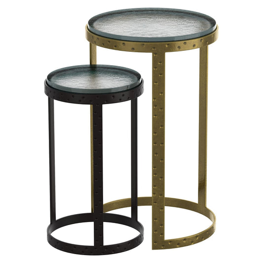 Ares 2pc Accent Table Set in Black and Antique Gold