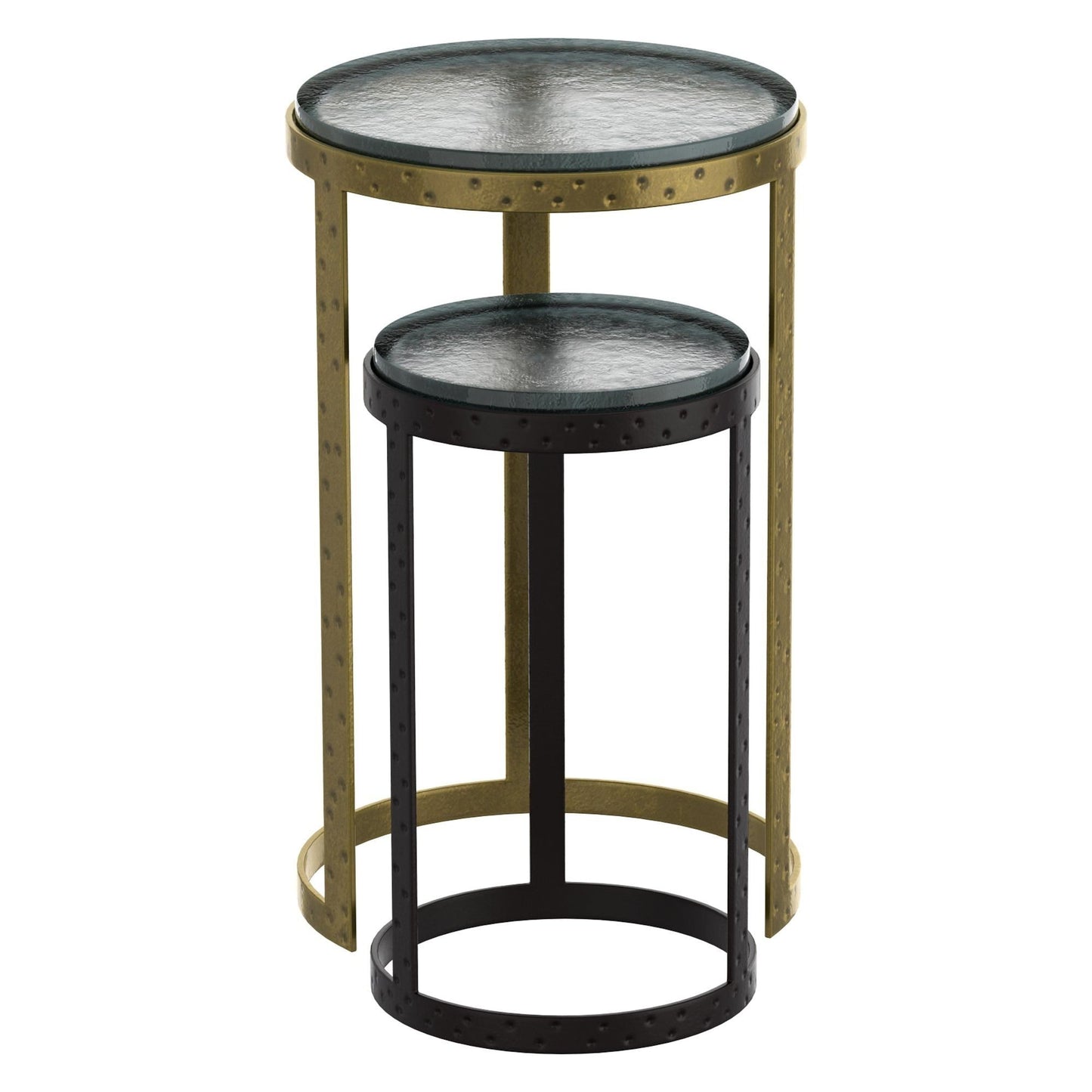 Ares 2pc Accent Table Set in Black and Antique Gold