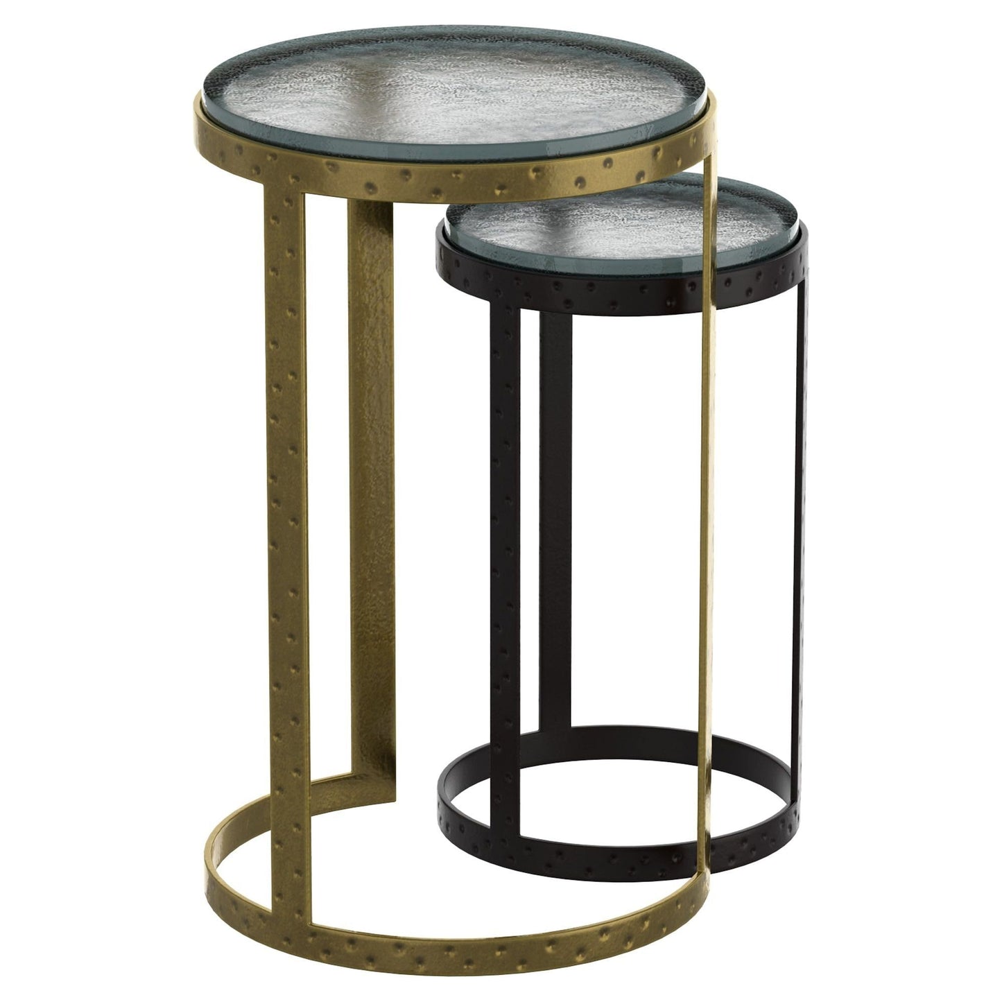 Ares 2pc Accent Table Set in Black and Antique Gold