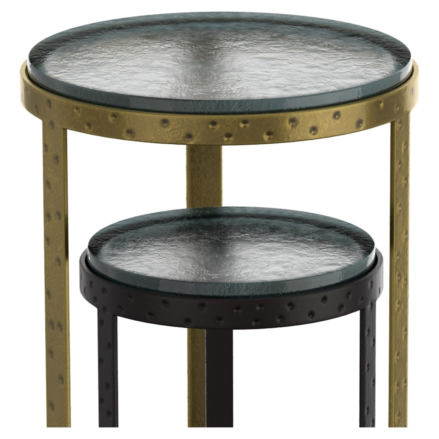 Ares 2pc Accent Table Set in Black and Antique Gold