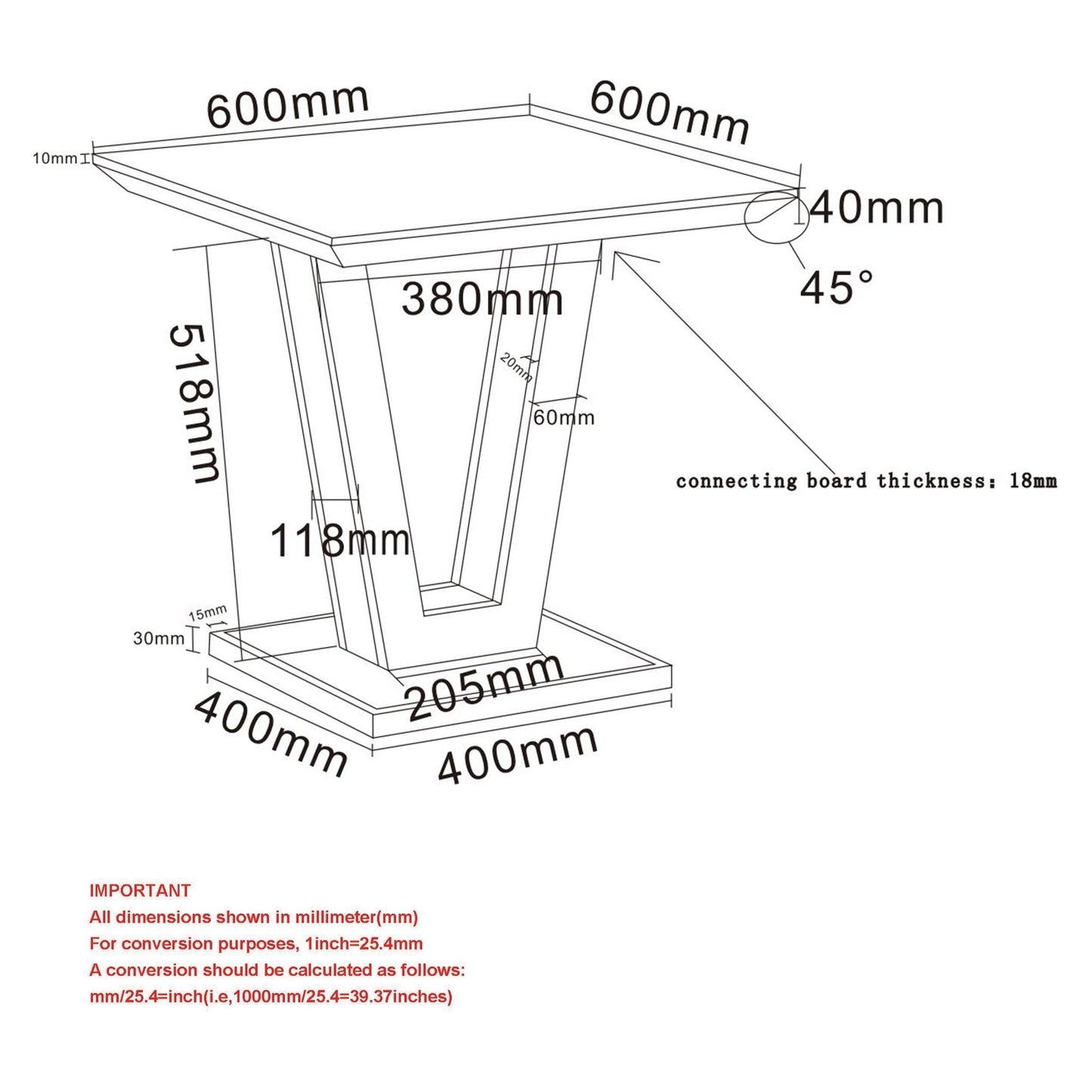 Forna Accent Table in Natural and Black