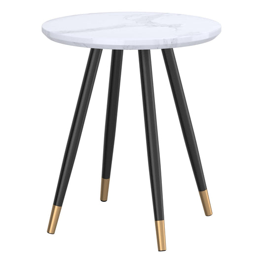 Emery Round Accent Table in White and Black