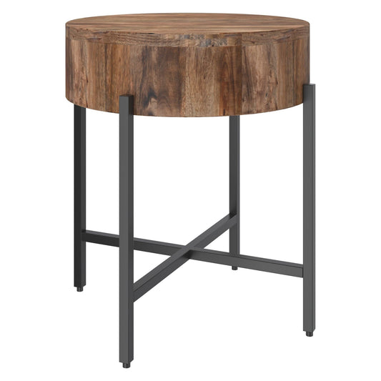 Blox Round Accent Table in Natural and Black