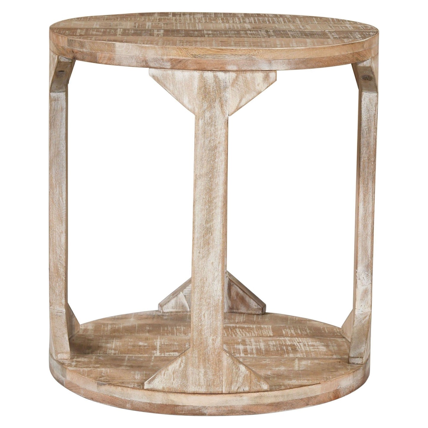 Avni Round Accent Table in Distressed Natural