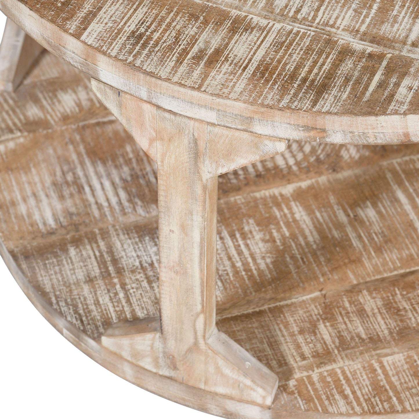 Avni Round Accent Table in Distressed Natural