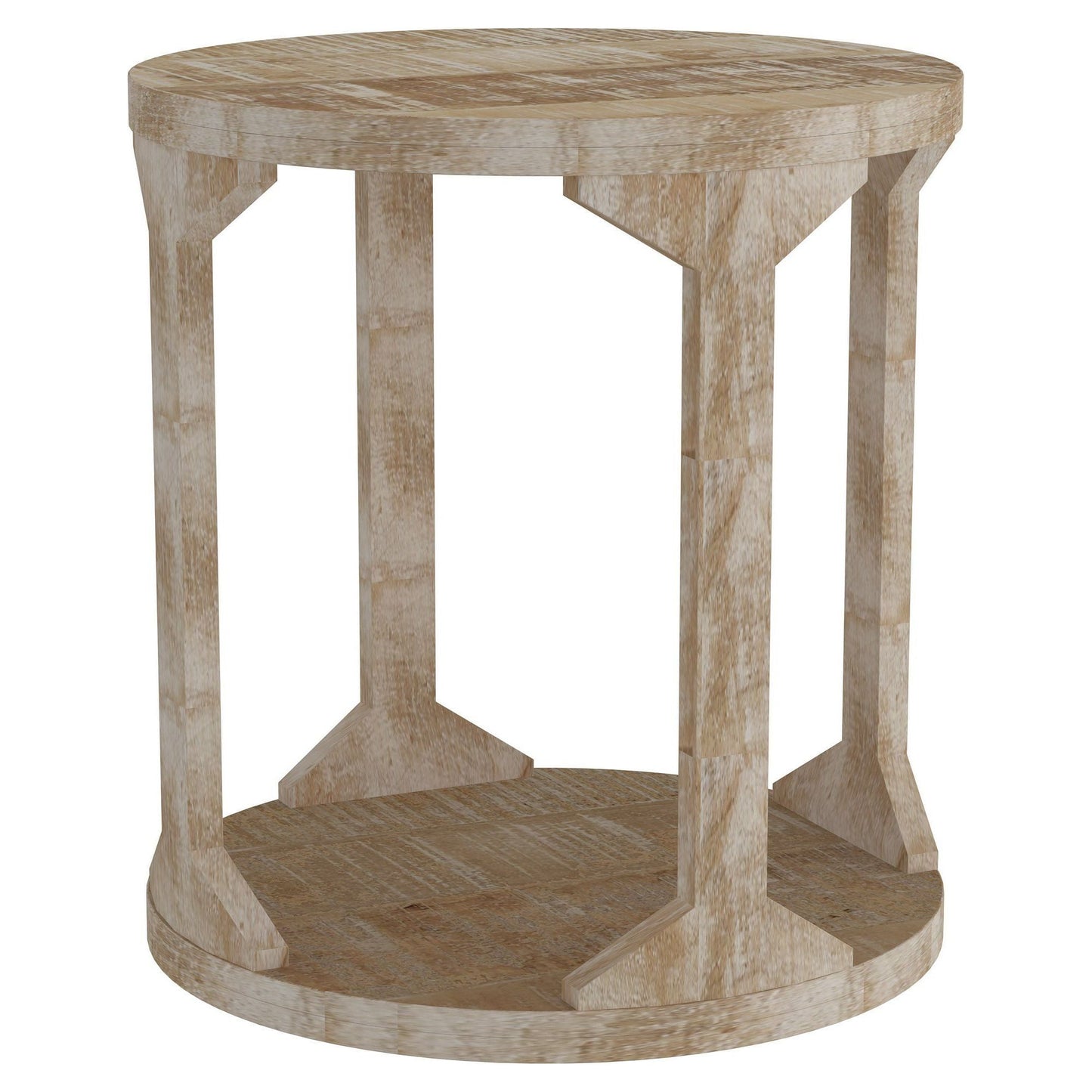 Avni Round Accent Table in Distressed Natural