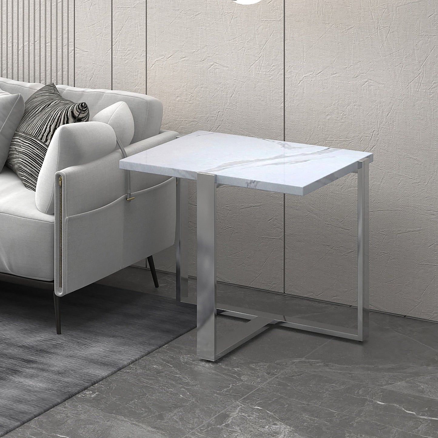 Veno Accent Table in White and Silver