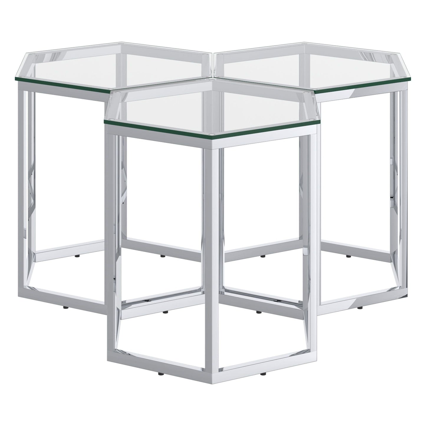 Fleur 3pc Accent Table Set in Silver