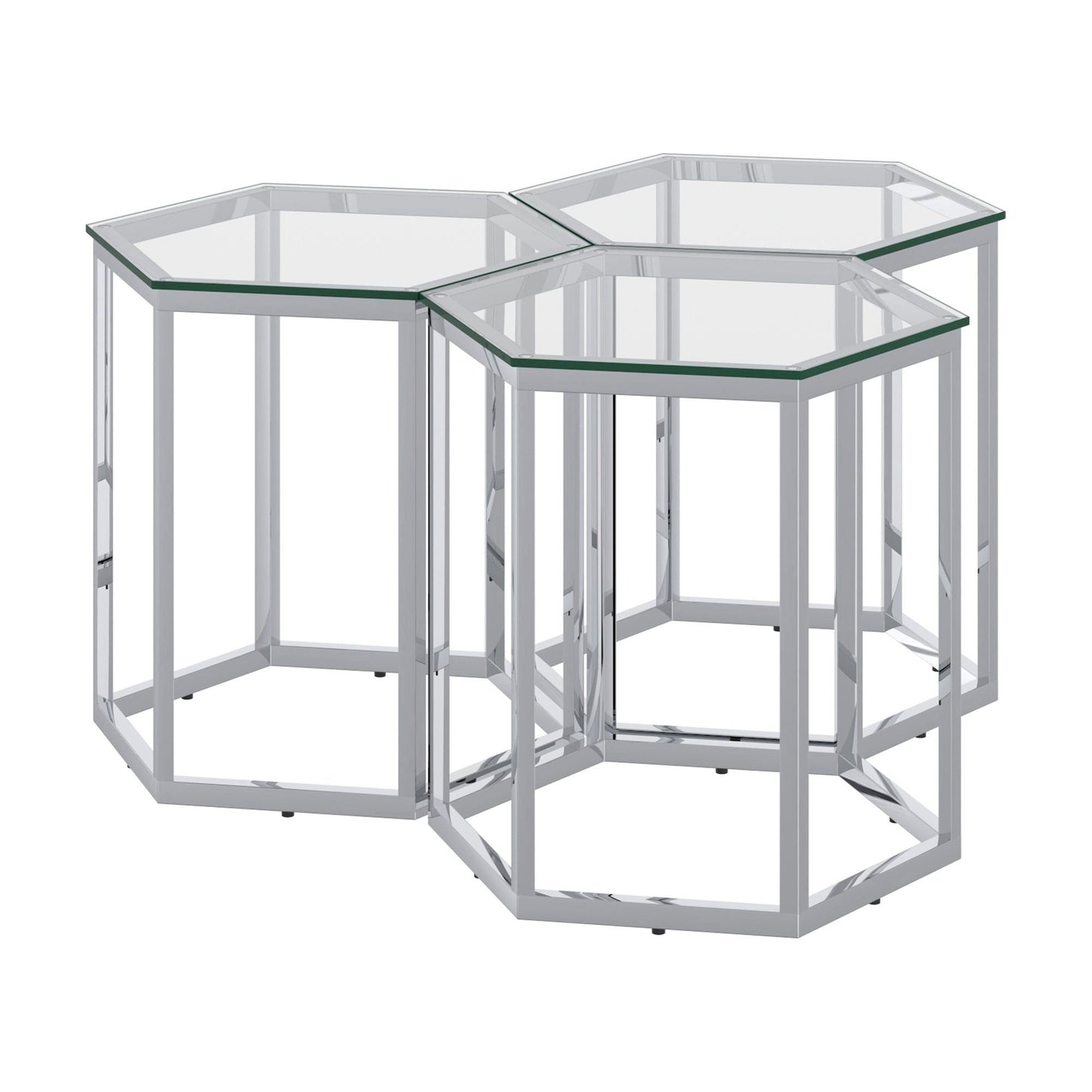 Fleur 3pc Accent Table Set in Silver