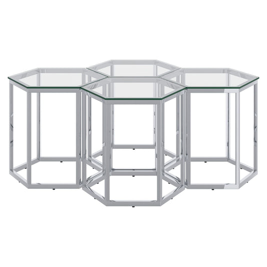 Fleur 4pc Accent Table Set in Silver