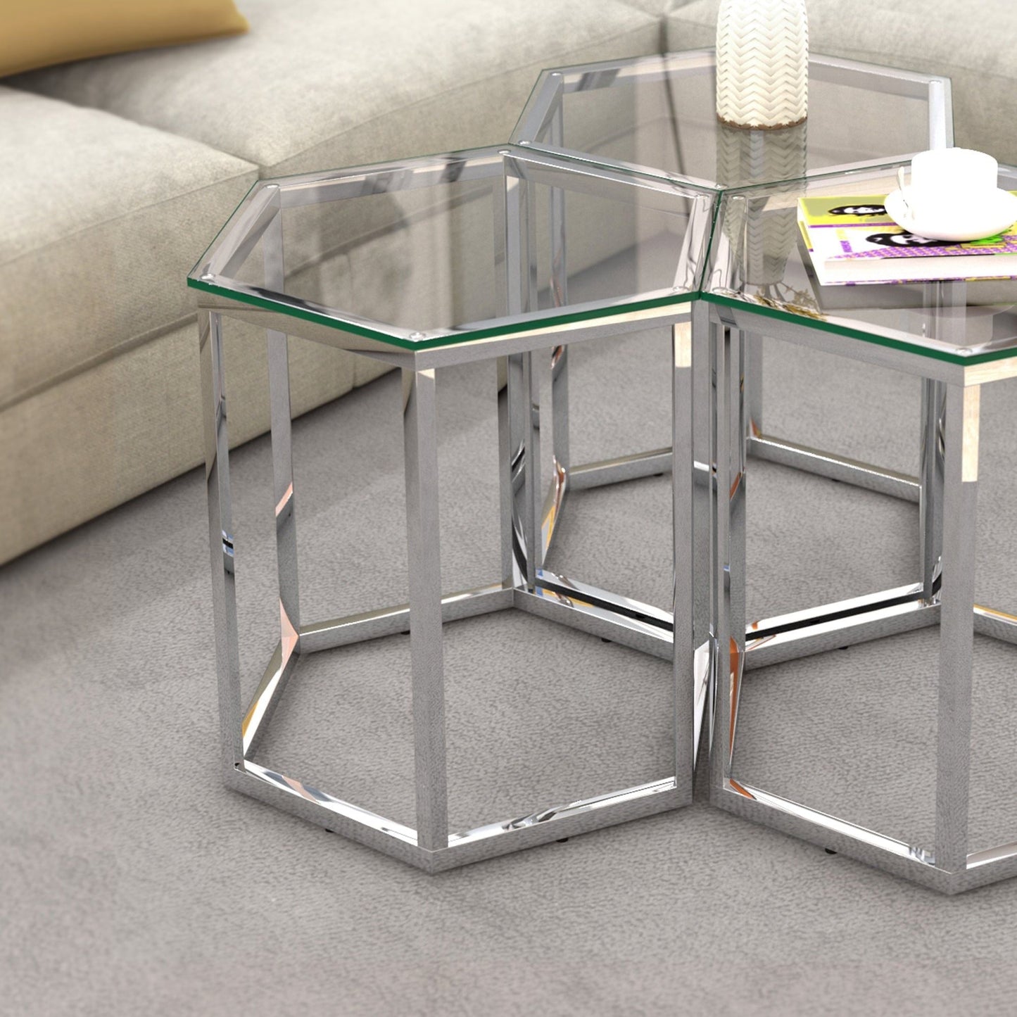 Fleur Accent Table in Silver