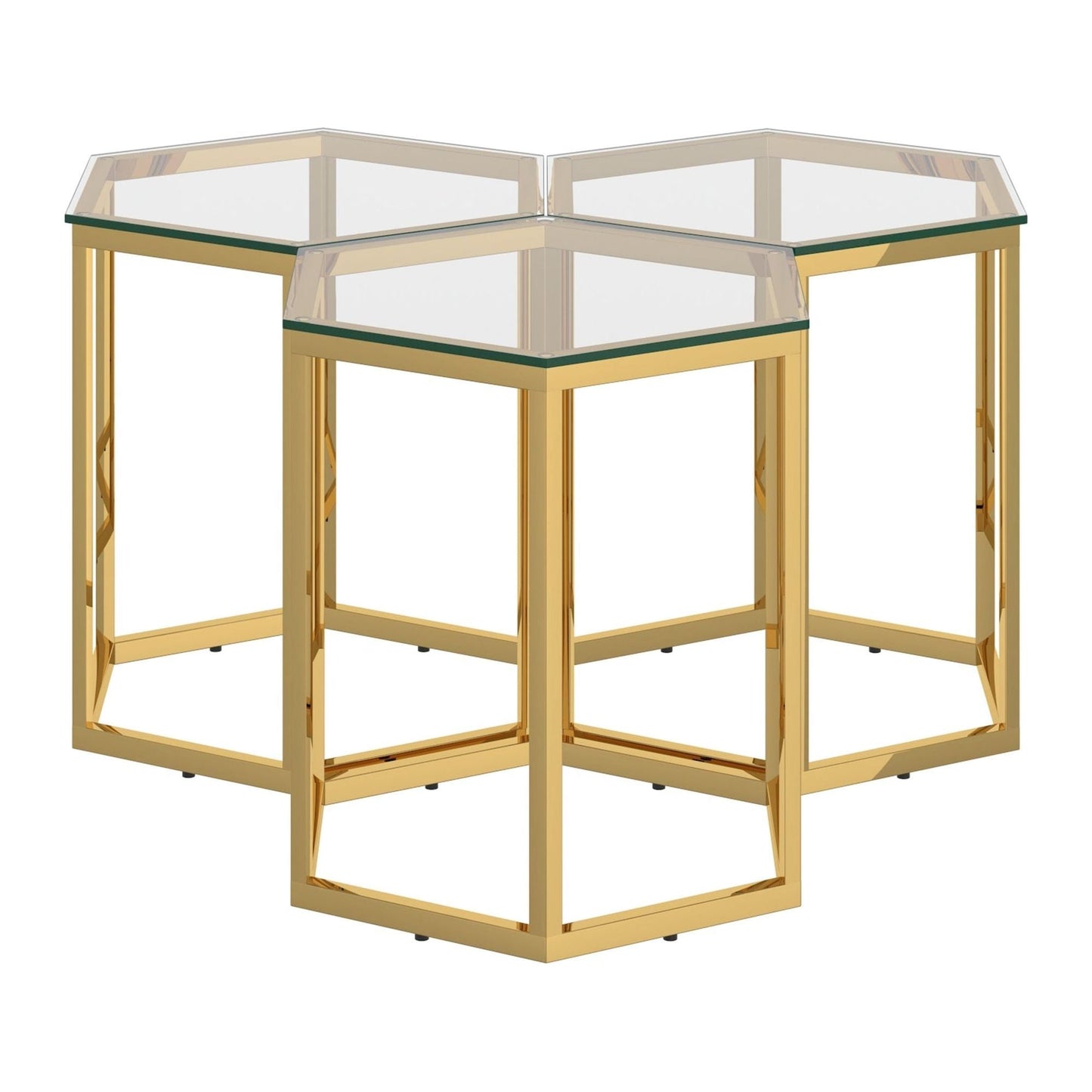 Fleur 3pc Accent Table Set in Gold